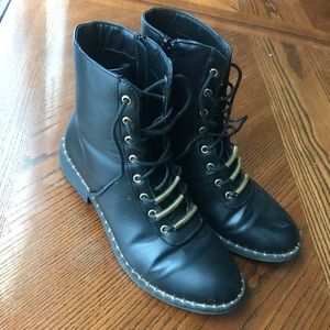 Black Dolls Kill Combat Boots with Gold